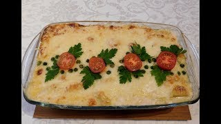 Быстрый обед.Рыба запечённая с картофелем под соусом бешамель Быстрый обед.Рыба запечённая с картофелем под соусом бешамель
