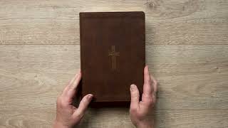 NLT Giant Print Bible, Filament Enabled | LeatherLike, Rustic Brown Gold Cross, Red Letter