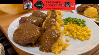 Crockpot Express: Salisbury Steak, Sweet Potato Mash, and Veg