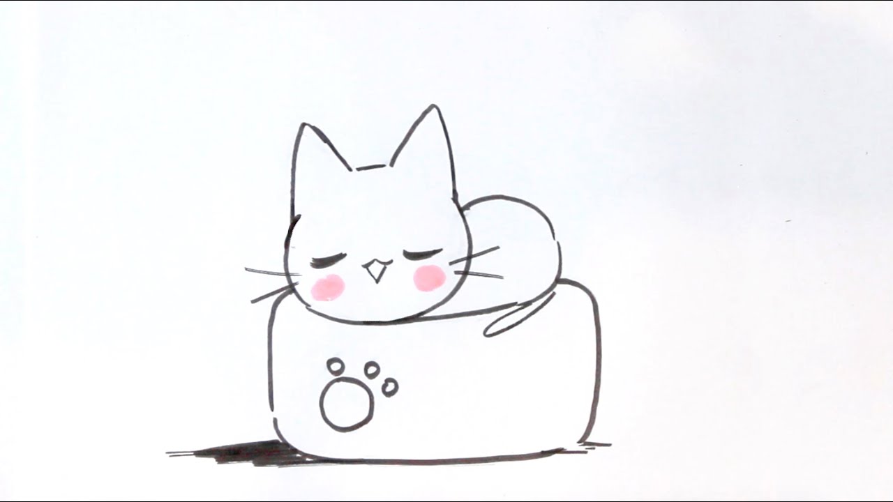 Dessiner un chat facilement #7 - Dessiner un chat Kawaii ...