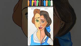 Drawing Belle from Beauty And The Beast ✨ Cartoon Vs. Realism ✨ #drawing #disneyprincess #shorts