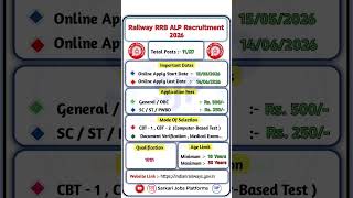 Railway RRB ALP Recruitment 2026 | Railway New Vacancy 2026 #railway #jobs2026 #education #shorts 🚂🎉