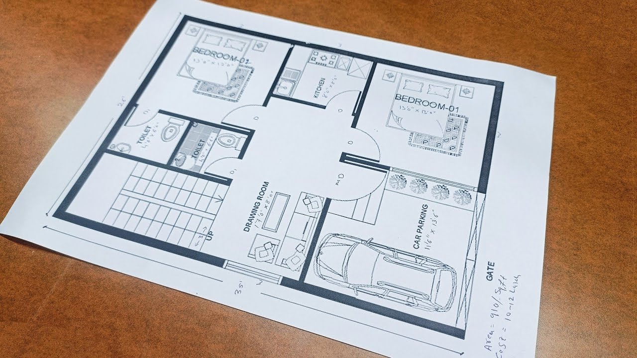 26x35 House Plan || 26x35 Gharka Naksha || 910 Sqft House Plan || Home Design Decore