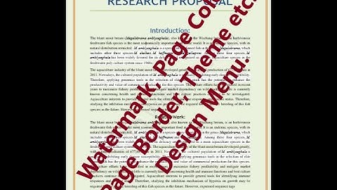 Watermark, Page Color, Page Border, Theme in Design Menu. Microsoft word video 19.