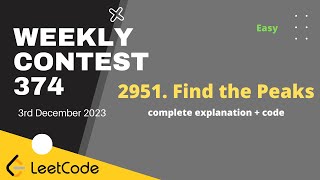 2951. Find the Peaks | Weekly Contest 374 | Leetcode | Lets practice together