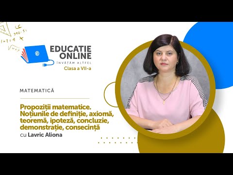 Matematică, clasa a VII-a, Propoziții matematice. Noțiunile de definiție, axiomă, teoremă, ipoteză..