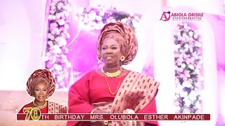 Foremost Gbagi Fabrics dealer, Mrs Olubola Esther's children celebrates her at 70th in grand style.