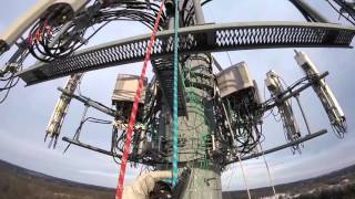 Cell Tower Climber Repelling on Ropes