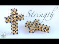 BEADED CROSS How to make a handmade cross with seed beads and 3mm beads using cubic pondo stitch