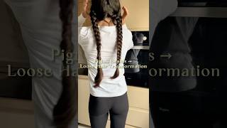 Pigtail Braids → Loose Hair Transformation 😍