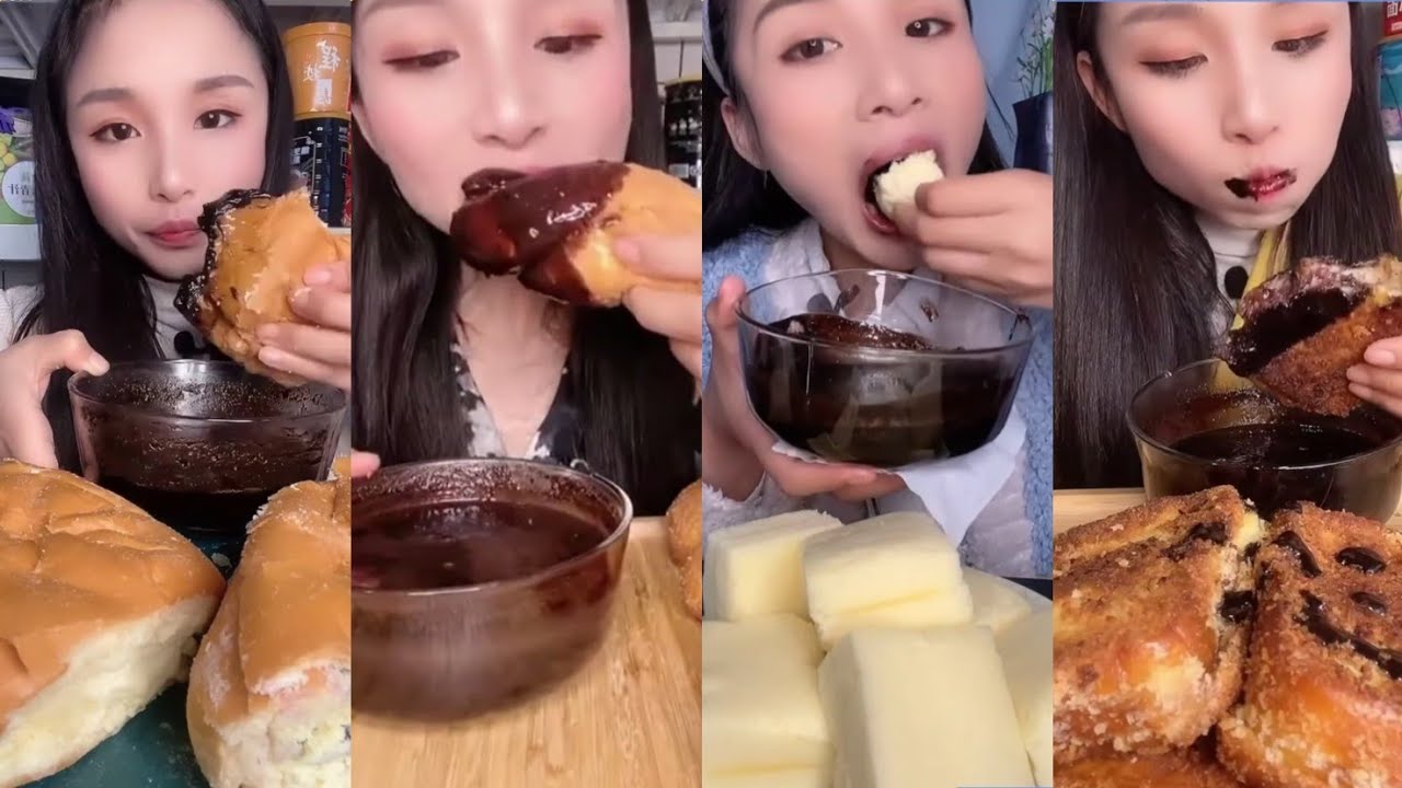 小虾咪- BREAD dipped in CHOCOLATE SAUCE || *Subtitled* ASMR Chinese Dessert Mukbang 디저트 먹방 吃播