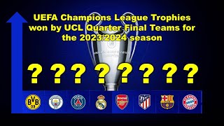 UEFA Champions League Trophies won by UCL Quarter Final Teams for the 2023 2024 season