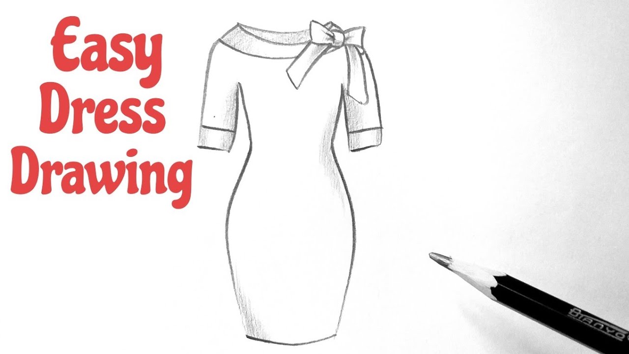 How to draw a beautiful girl dress drawing design easy Fashion illustration  dresses drawing tutorial  YouTube