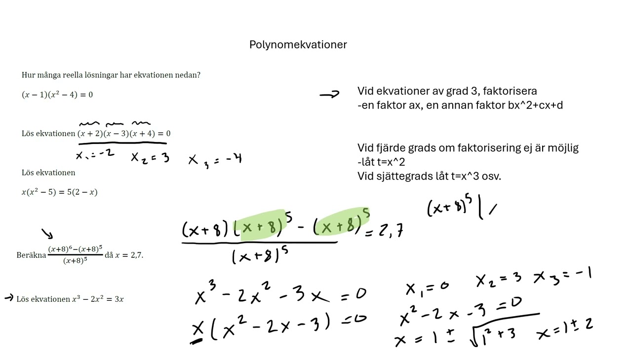 Sammanfattning av hela matte 3c kursen på 2h och 40 min
