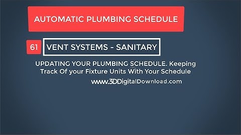 REVIT VENT SYSTEMS, FIXTURE UNITS, AND PLUMBING FIXTURE SCHEDULE AUTO UPDATE. REVIT 3D PLUMBING.