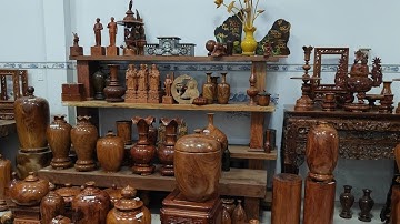 Live 11/10 Thợ gỗ làng nghề bán vài cặp lục bình, bàn ghế, tủ giường, đồ mỹ nghệ làm thủ công đẹp