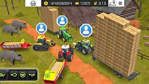 Fs 18 Making Square Bales With 3 Players - Farming Simulator 18 Timelapse ! Fs18 Gameplay #fs18