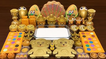 GOLD Slime ! Mixing Random Things into Glossy Slime ! Satisfying Slime Video #138