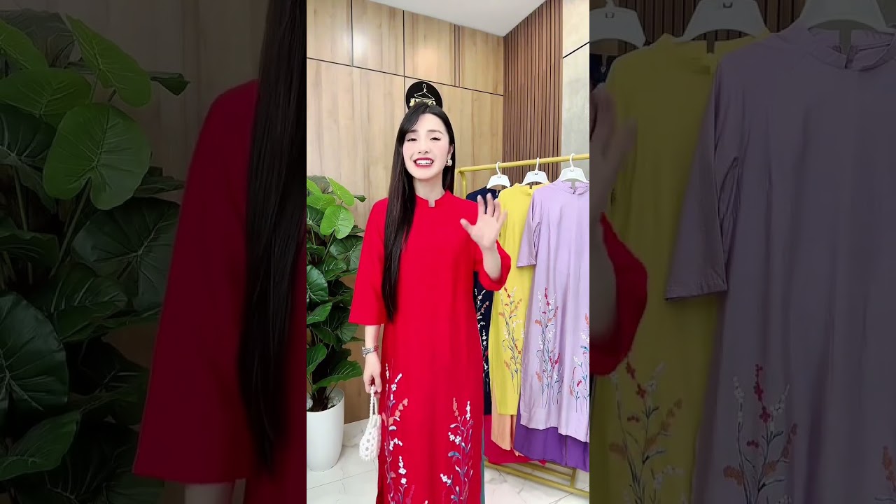 AD757 Áo dài đũi tơ in hoa form tôn dáng, tặg quần cạp chun phối sẵn mặc cực xinh 0868662126 #aodai