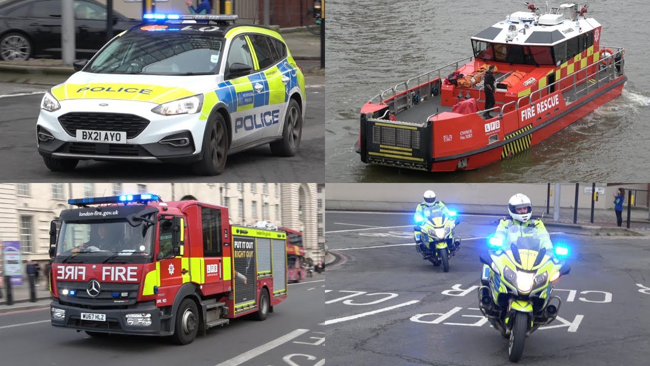 Metropolitan Police & London Fire Brigade/Fire Boat Look For SUSPECT PACKAGE In The River Thames