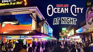 Ocean City Maryland Boardwalk at Night [4K]