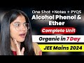 Jee 2024 alcohol phenol  ether one shot  short notes  pyqs jee jee2024