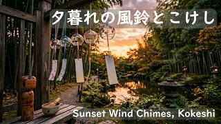Japanese Garden at Sunset with Wind Chimes &amp; Matcha 1 Hour | Furin &amp; Bamboo Zen Music for Evening Ca