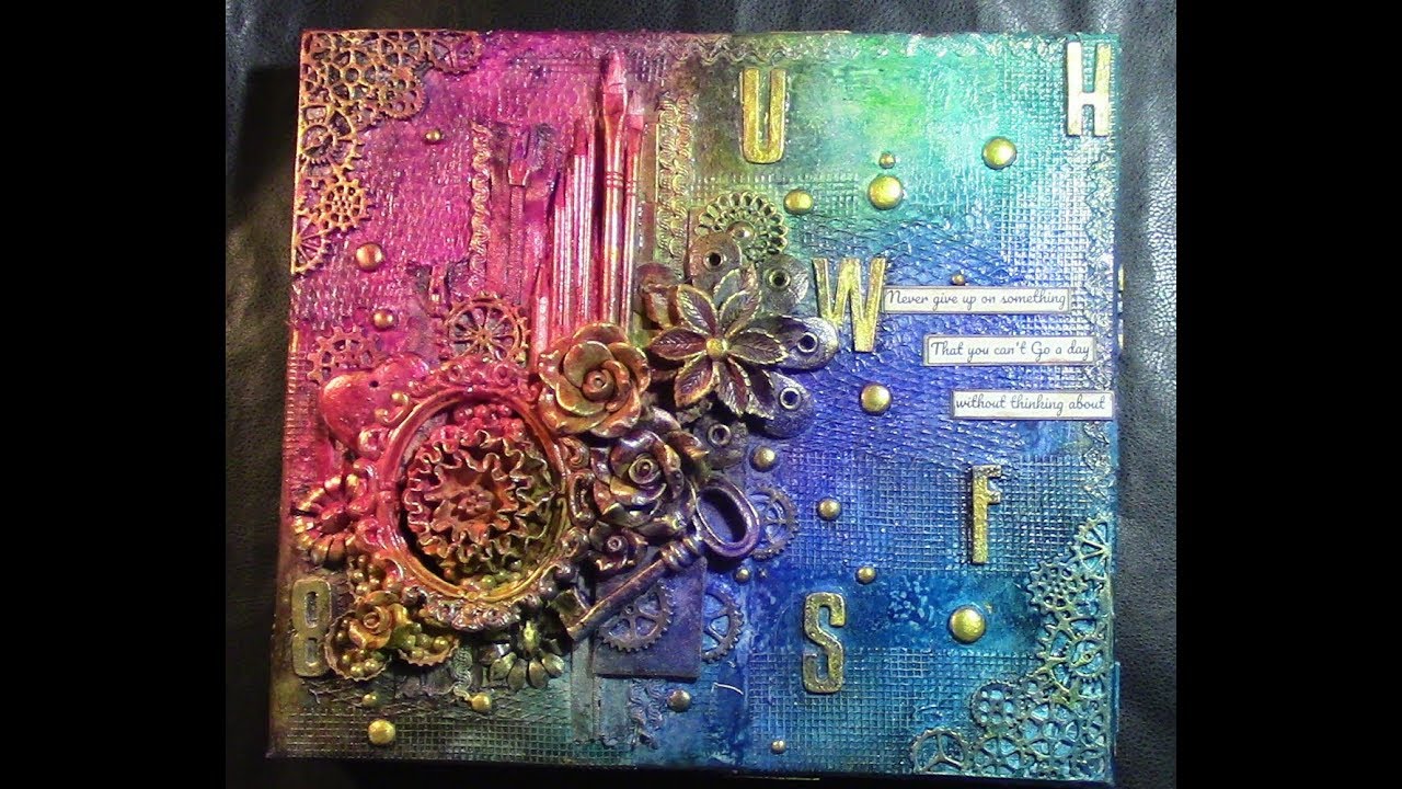 mixed media box tutorial, تزينن صندوق بطريقه المكسد ميديا YouTube