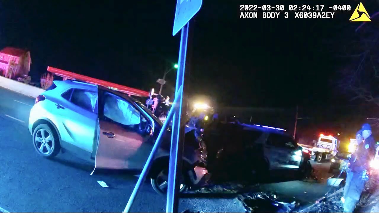 Drunk Woman Crashes Into Police Car During Traffic Stop - YouTube