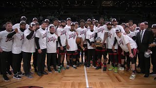 Famous The Miami Heat Receive The The Bob Cousy Trophy As The NBA Eastern Conference Champions! Profile