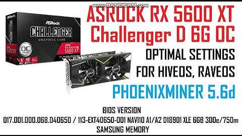 Mining test ETH ASROCK RX 5600 XT Challenger D 6G OC RX5600XT CLD 6GO optimal settings hiveos raveos