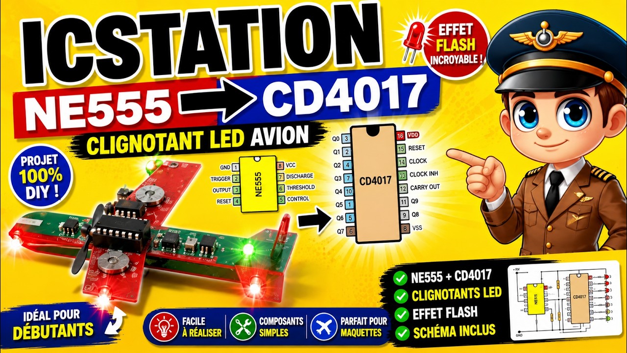 Kit Stroboscope LED DIY Bilinli - NE555 + CD4017 - Flash Bleu Et Rouge - 9V-12V DC - Pour Effets Lumineux