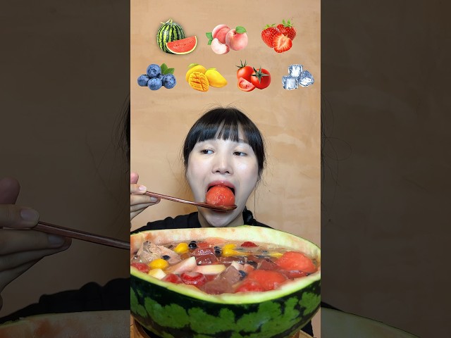 Summer fruit emoji mukbang class=