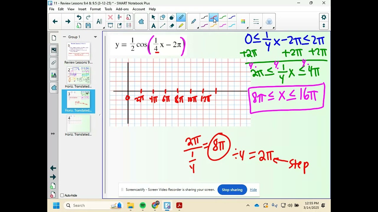 Review Lessons 9.4 & 9.5 - Horizontal Translations of Sin and Cos Functions