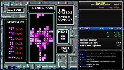 Tetris 100 Lines, Level 0 Start PB - 4:53