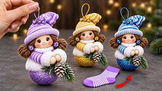 Eski Noel Süslerini Sakın Atmayın! 🎄 Kolay Çorap Bebek DIY 🎀 Harika Bir Fikir!