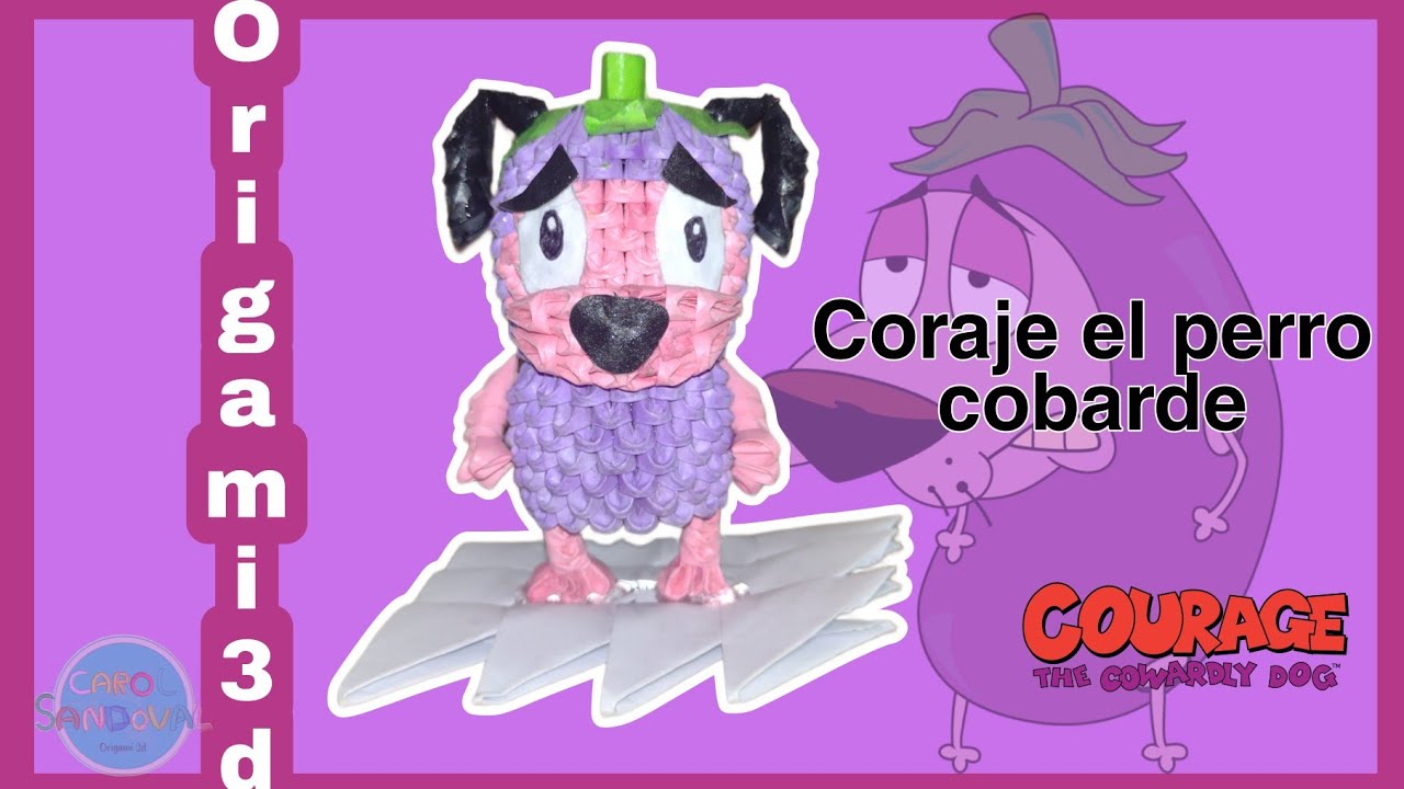 Haz a Coraje el perro cobarde con disfraz de berenjena 🍆🐶en origami 3D