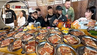 A 5 vs 1 Battle with Athletes Who Are Over 2m Tall!! Korean Giant Rib Battle Mukbang