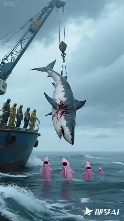 Baby shark caught by fishermen and hoisted up#shortvideo