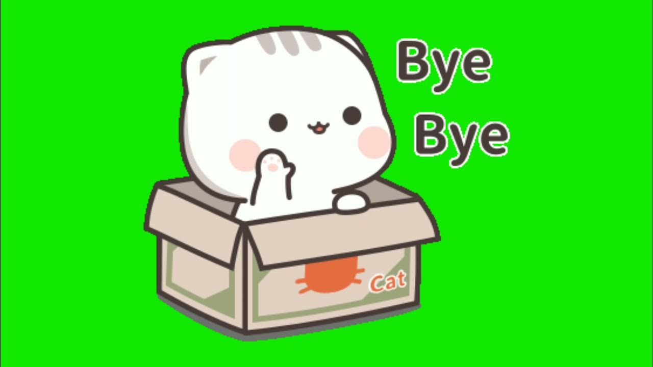 Cute Cartoon Bye Bye Cat Animated Green Screen Video. - Youtube