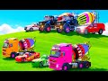 🌈🚓🚒TRANSPORTING POLICE CARS, AMBULANCE, FIRE TRUCK, COLORFUL CARS WITH FARMING SIMULATOR 22! #2