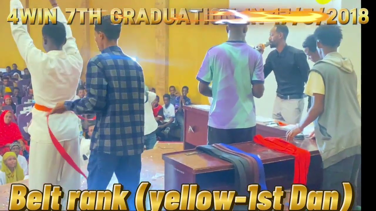 4win shotokan karate 7th graduation Belt Rank (yellow-1st Dan)