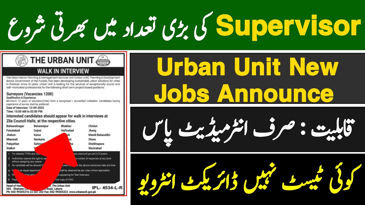 Survey Supervisor Urban Unit jobs 2025| How to apply guide step by step| Salary per month 