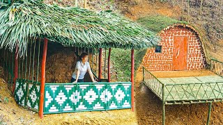 Alone Girl Building Dugout Shelter in the Forest - Build Kitchen Off Grid / YEN Free Life