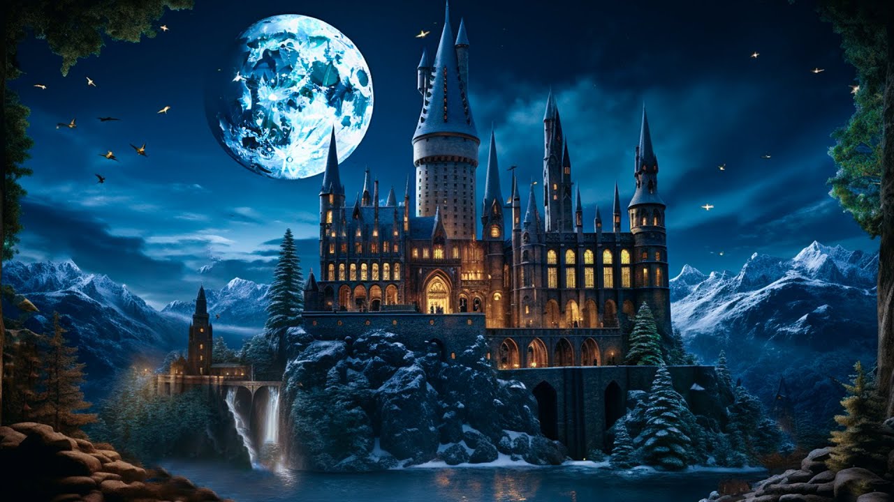 Harry Potter Night Window 🌙✨ Magical Hogwarts Ambience for Relaxation