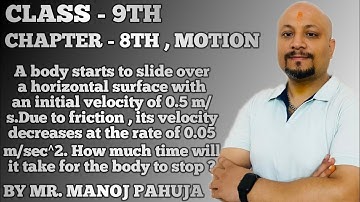 A body starts to slide over a horizontal surface with an initial velocity of 0.5 m/s.Due to friction