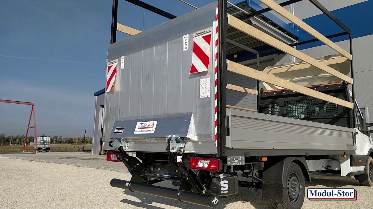 Sörensen emelőhátfal platós járműre, 750 kg-os teherbírással - Modul-Stor Hungary Kft.