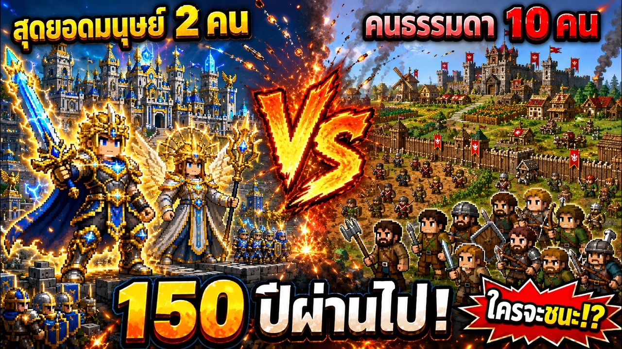 สุดยอดมนุษย์ 2 คน VS คนธรรมดา 10 คน ผ่านไป 150 ปี ใครจะชนะ!? | WorldBox