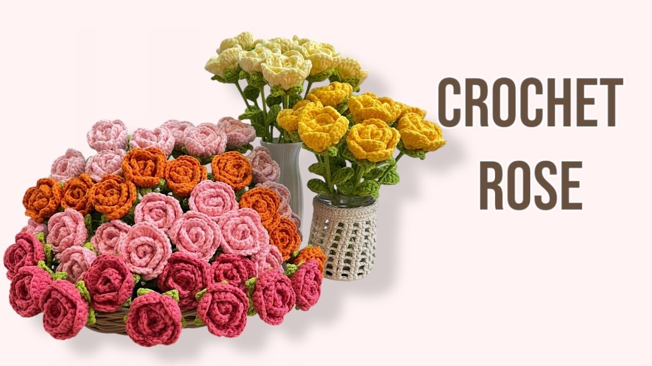 ถักดอกกุหลาบแบบง่าย Easy crochet rose pattern 