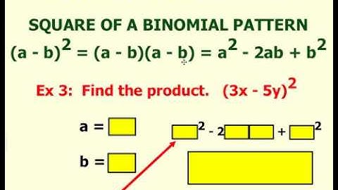Square of a Binomial Pattern (Subtraction)